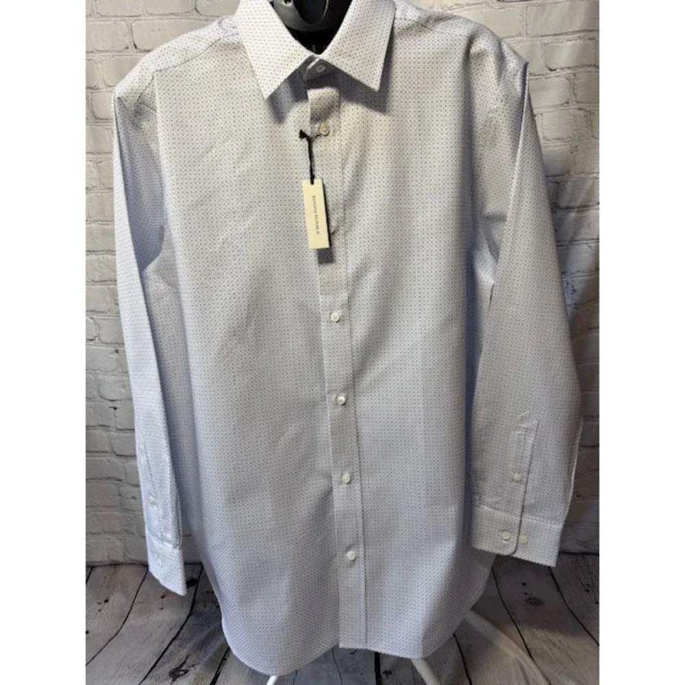 BANANA REPUBLIC Mens XL Wrinkle Resistant Standard Ft Cross Star Dot Dress Shirt
